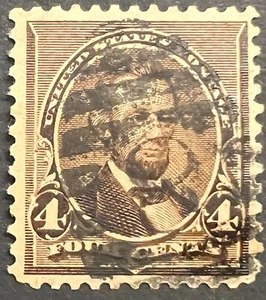 Scott#: 222 - Abraham Lincoln 4¢ 1890 ABNC used single stamp - Picture 1 of 2