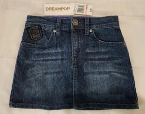 Dreampop by Cynthia Rowley Girls Denim Skirt Leather Rockstar Embroidery Size 10 - Picture 1 of 6