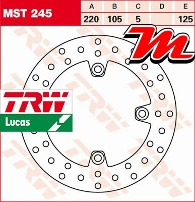 Disque de frein Arrière TRW Lucas MST 245 Triumph 600 Speed Four 806LB 2003-2005 - Photo 1/2
