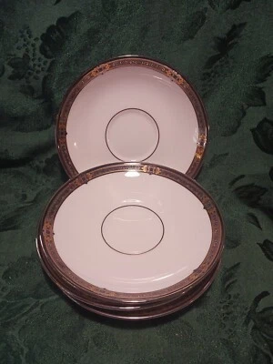 4 винтажных блюдца Lenox из тонкого костяного фарфора с драгоценными камнями белые/золотистые, 6 дюймов красивые  - Изображение 1 из 4