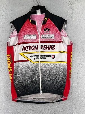 Voler Cycling Jersey Adult Large White Red Sleeveless Full Zip US Made Polyester - Image 1 of 4