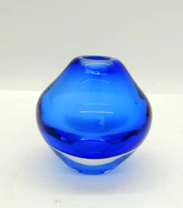Signed Vandermark Cobalt Blue Perfume Bottle Art Glass Vanity Bottle NO STOPPER - Picture 1 of 9
