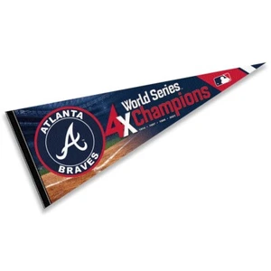Atlanta Braves 4 Time Champions MLB 12 in X 30 in Pennant - Picture 1 of 4