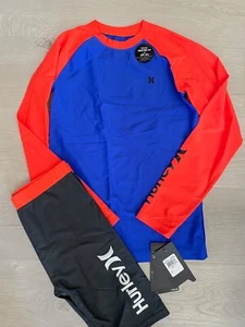 *Hurley Boys Orange, Blue, Gray Swim/Rash Guard Set XL NWT - Picture 1 of 1