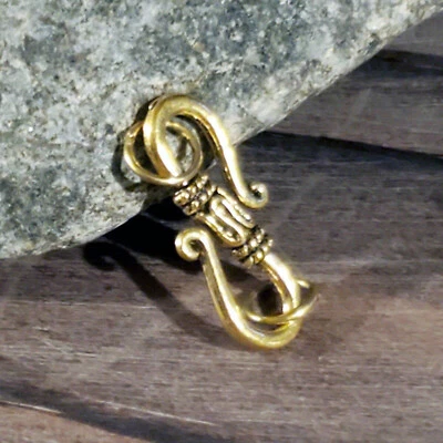 Antiqued Gold Plated Pewter Fancy Rope S-Hook Clasp Necklace Bracelet Finding - Image 1 of 4