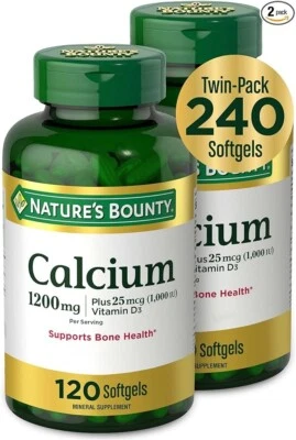 Nature's Bounty Calcio 1200 mg más Vitamina D3 - Paquete doble de 240 cápsulas blandas Foto 1 de 4