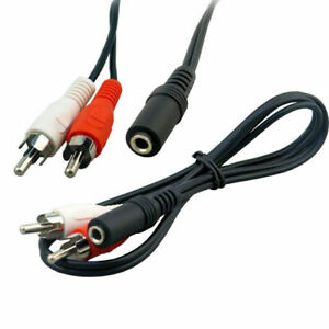 3.5mm STEREO Jack Female To 2 RCA Male Phono Adaptor Y Splitter Cable Lead 3m