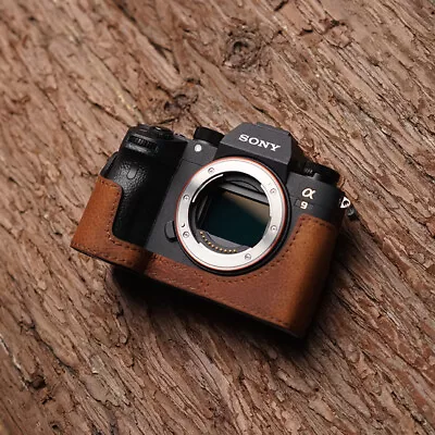 Genuine Real Leather Camera Bag Protect Case Cover Grip For Sony A7M3 R3 A9 A73 - Image 1 of 4