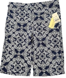 Girls L (14-16) Blue & White Butterfly Paisley Long Shorts Colette Lily NWT - Picture 1 of 5
