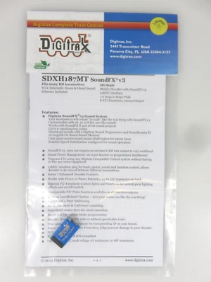 Digitrax SDXH187MT HO Scale Series 7 Sound Decoder 21pin 21MTC interface - Image 1 of 3