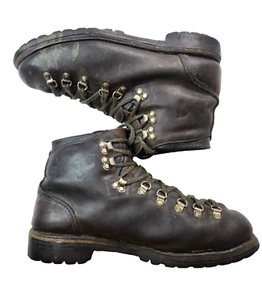 Vasque Vintage Italian Brown Split Leather Hiking Mountaineering Boots Mens 10 - Picture 1 of 12
