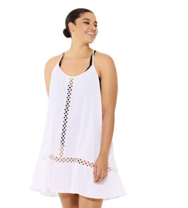 Plus Size Freshwater Eyelet-Trim Swim Cover-Up Dress 1X - Picture 1 of 4