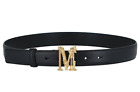 Moschino Womens Leather M Plaque Baroque Floral Belt Size 44 Black NEW