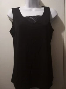 Susan Graver Sleeveless Layer Top Black Lace Front Insert Women's Small - Picture 1 of 5