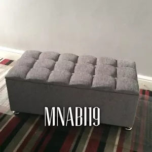 LIGHT GREY 10 DIAMOND OTTOMAN STORAGE BEDDING TOY BOX TRUNK CHEST CUBE SALE BED - Picture 1 of 5