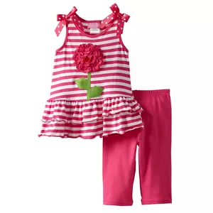 Good Lad 2-Pc Baby Girl Set Flounce Sleeveless Dress & Legging Pink Size 12M NEW - Picture 1 of 5