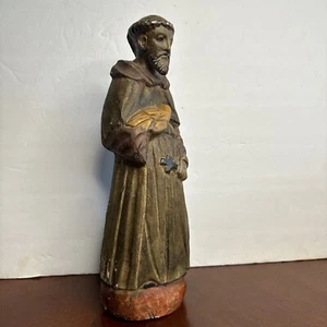 Antike St. Franziskus Gips Statue Figur 12,5" hoch ca. - Bild 1 von 11