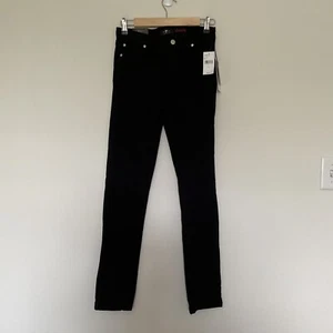 7 For All Mankind Jeans Girls Sz 14 Black Slimmy Stretch Denim Adjustable Waist - Picture 1 of 13