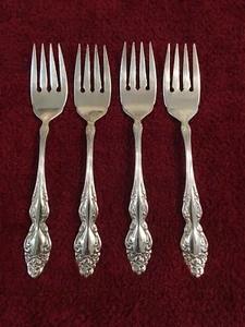 Oneida/1881 Rogers Barock Rose 4 versilberte Salatgabeln sehr guter Zustand - Bild 1 von 2