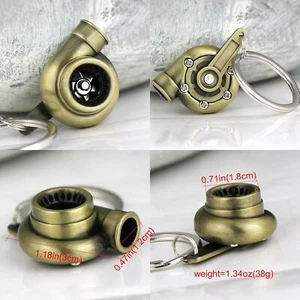 TURBO KEYCHAIN Turbocharger Blow into spinning Turbine Key Chain - BRONZE USA - Picture 1 of 6