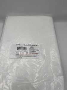 White Disposable Plastic Tablecloth for Round Tables (12 Pack) 84 inches Tabl... - Picture 1 of 4