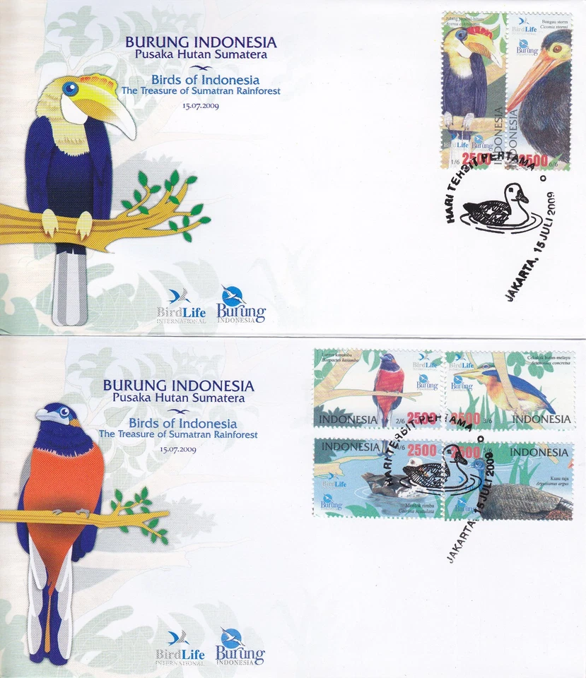 Indonesia - Indonesia Edición 2009-07-15 (FDC-Set) Aves Foto 1 de 1