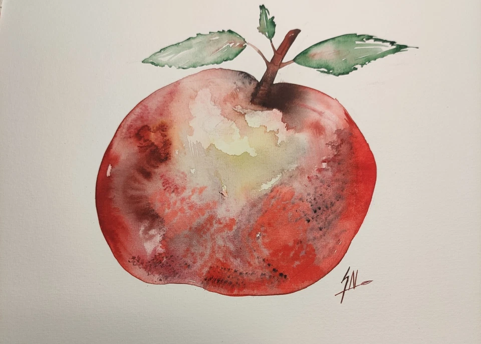 Bild Aquarell "Apfel-zeit' , Abstrakt aquarell A4  - Bild 1 von 1