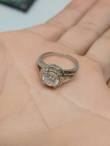 Signed JS Joseph Schmid .925 Sterling Silver Huge Diamond Ring Size 5 - Picture 1 of 10