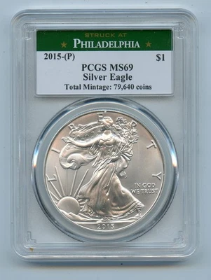 2015(P) American Silver Eagle $1 PCGS MS69 - Low Mintage - Image 1 of 2