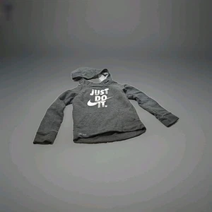 Nike Hoodie Kids Size 7/L Heathered Gray Dri-Fit Sweatshirt Just Do It - Picture 1 of 7