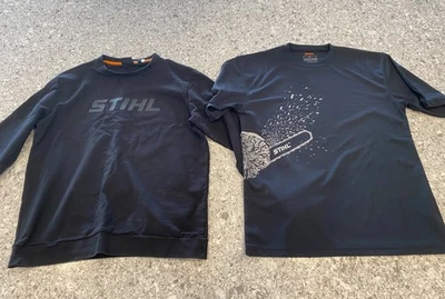 Paquete de camiseta STIHL para hombre (XXL) y sudor (XL) negro con logotipo de motosierra hoja de sierra Foto 1 de 4