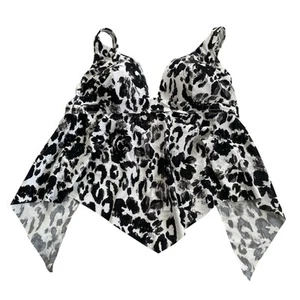 Bar III Women's Spot Garden Hankey Tankini Top size M Black White Open Back - Picture 1 of 6