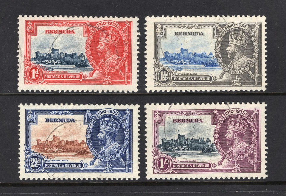 M30225 Bermuda 1935 Silver Jubilee Set X4 Fine Used Sg 94/7 Cat £50 - Image 1 of 1