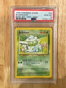 PSA 10 Bulbasaur Base Set 4th Print 1999-2000 Pokemon Mint Rare - Picture 1 of 2
