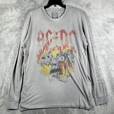 Camiseta gráfica masculina manga longa banda ACDC cinza rock concerto - Imagem 1 de 4