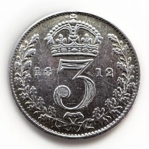 Great Britain 1912 3 Pence - King George V Silver KM#813 1.38gr GH225 - Picture 1 of 2