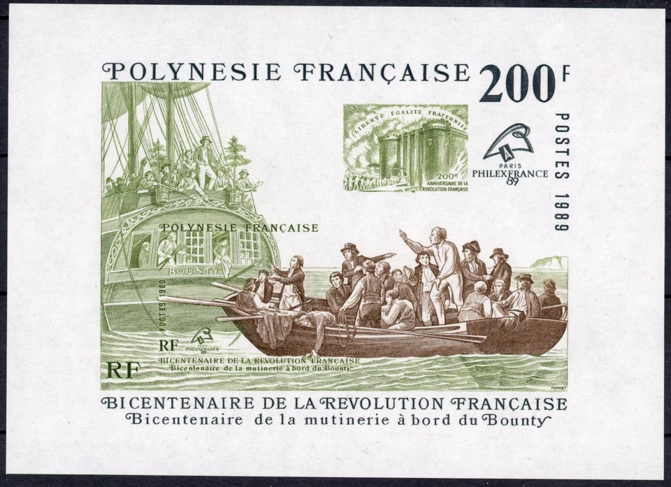 Polynesia 1989 : Bicentenary / Boats - Good Very Fine MNH Sheet - Cat Val : 17€ - Image 1 of 1