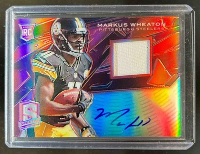 2013 Panini Spectra Markus Wheaton Rookie Materials RC Jersey Red Auto #12/25 - Image 1 of 2