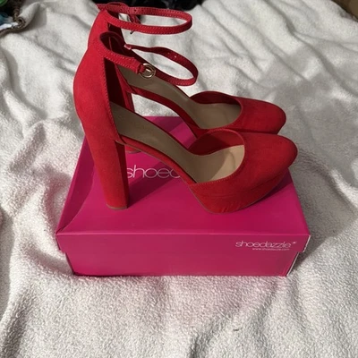 ShoeDazzle Sabrina Red Faux Suede Pumps Size 12 NEW IN BOX - Image 1 of 4