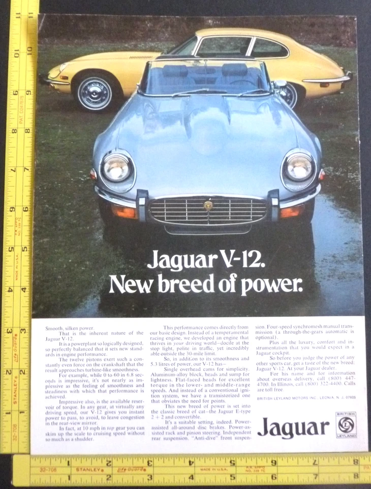 Antigo 1973 anúncio para 1974 Jaguar E-Type V-12 carro automático - Imagem 1 de 1