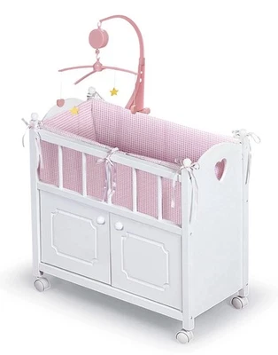 NUEVO EN CAJA Cesta Juguetes Tejón Juguete Madera Muñeca Cama con Ropa de Cama, Gabinete de Almacenamiento, Móvil Foto 1 de 4