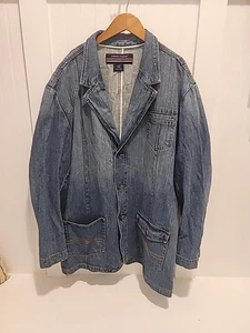 Vintage Y2k Phat Farm Denim Blazer Mens 3XL Blue Jean Hip Hop  - Picture 1 of 14