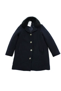 Crewcuts Girls Wool Faux Fur Trim Button Down Navy Blue Size 12 - Picture 1 of 7