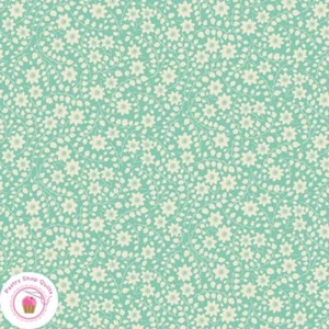 Maywood NANA MAE VI 366 60 Mint Green Aqu  Floral Quilt Fabric 30's REPRODUCTION - Picture 1 of 2
