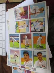 LOT OF 5 1977 BASEBALL DOVER  REPRINTS FULL SHEET  GUM CARDS MEL OTT  + OTHERS - Picture 1 of 5