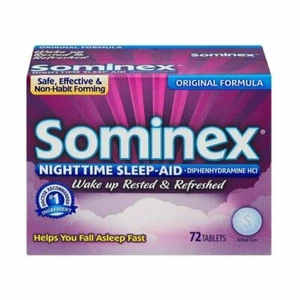 Sominex Nighttime Sleep-Aid with Diphenhydramine HCl Original 72 Tablets 3 Pack - Picture 1 of 5