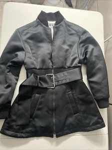 Gianni Versace Versus Ladies Belted Jacket Coat IT42 UK10 Black Authenticated - Picture 1 of 20