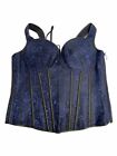 CORSET Kimring 5XL NEW Blue Gothic Jacquard Shoulder Strap Lace Up STEAM PUNK