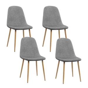 Artiss Dining Chairs Set of 4 Linen Curved Slope Grey - Picture 1 of 8