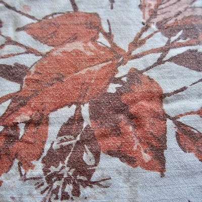 50cm x 108cm Vintage Cotton Rayon Curtain Fabric 1950s Autumn Leaves Orange - image 1 of 4